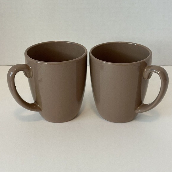 CORELLE Coordinate Stoneware Lt Brown/Mauve coffee Mugs set of 2 CLEAN/VINTAGE - Picture 9 of 9